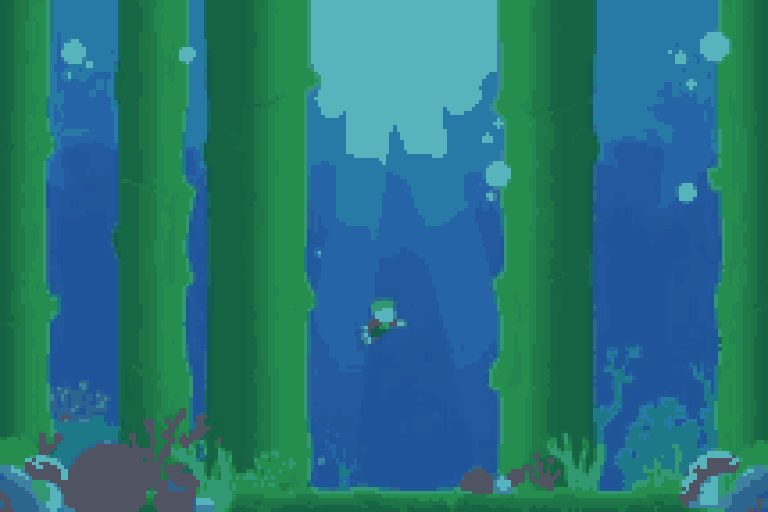 Reef Swimmer — Swim the reef pipes — or outrun a shark in open water